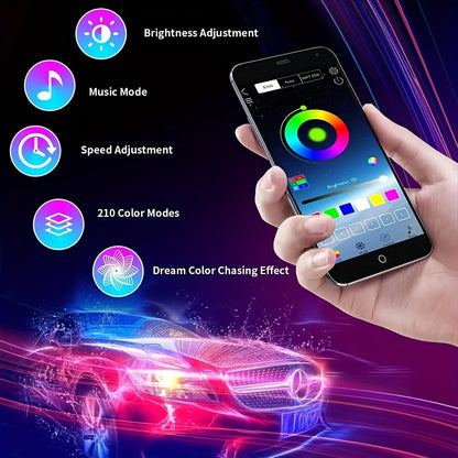RGB Car LED Light Strips (4pcs) – Universal Interior LED Base Lights