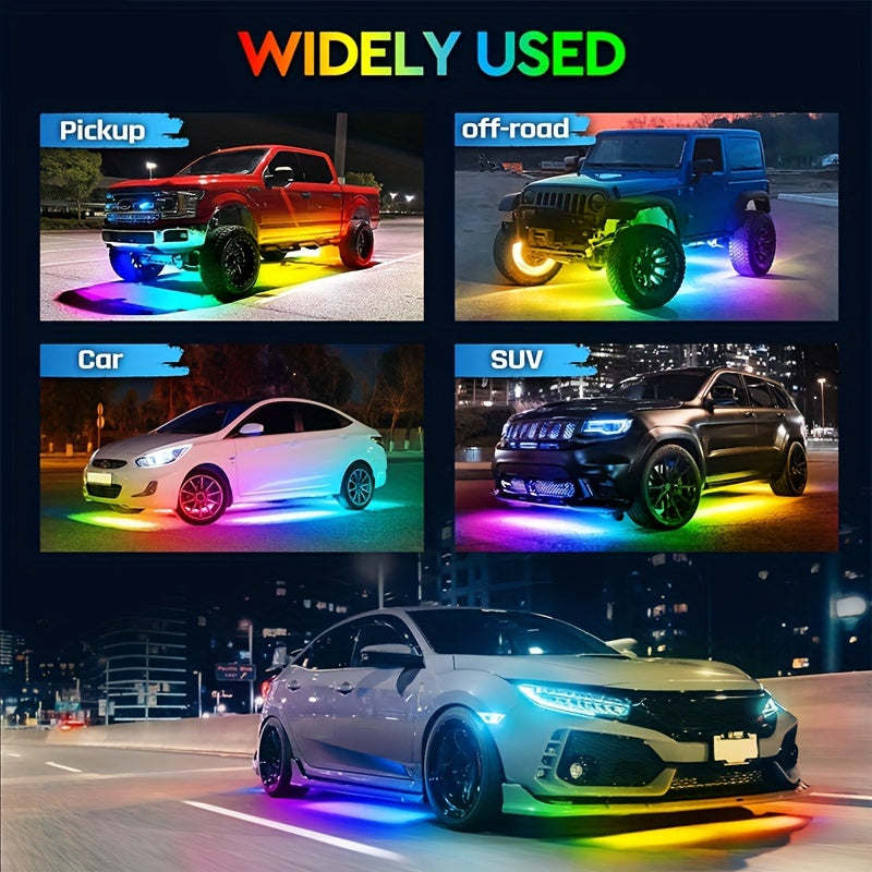 RGB Car LED Light Strips (4pcs) – Universal Interior LED Base Lights