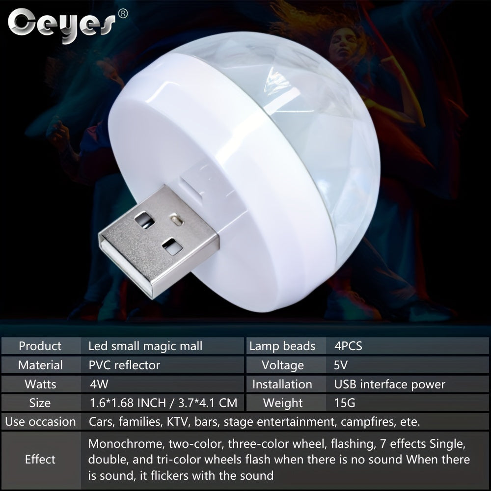 Ceyes LED Mini Magic Ball Light – USB Sound Activated Disco Party Light