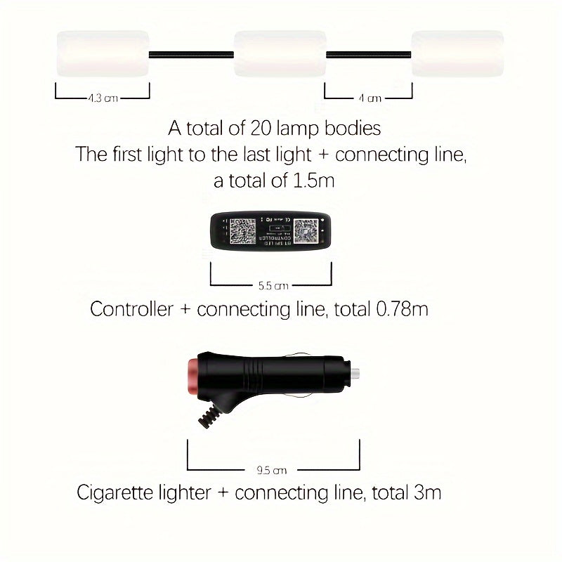 RGB Car Interior & Rear Window LED Atmosphere Lamp