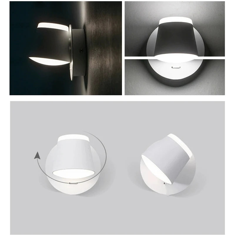 8W Rotating LED Wall Light for Home & Bedroom
