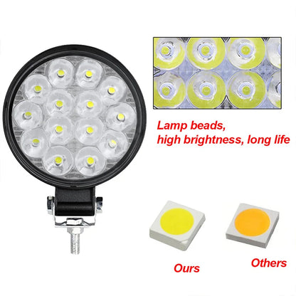 42W Round 14LED Car Work Light – Off-Road Fog & Headlight