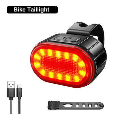 USB Rechargeable Front & Rear Bike Light Set
