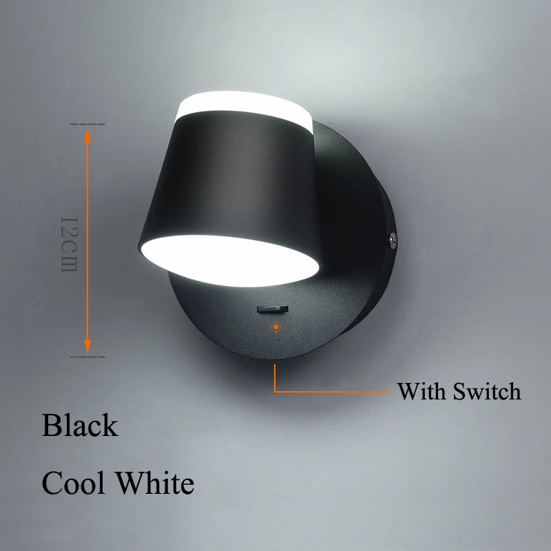 8W Rotating LED Wall Light for Home & Bedroom