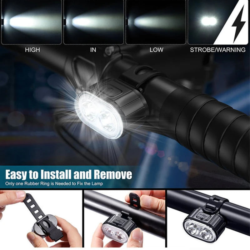 USB Rechargeable Front & Rear Bike Light Set