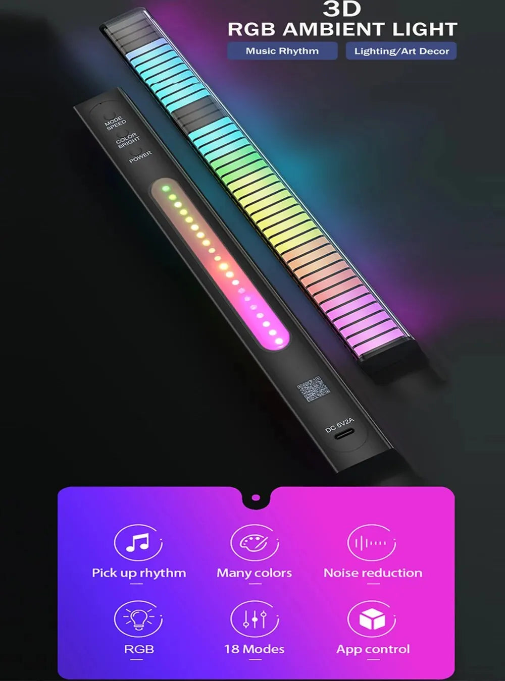 Smart RGB 3D Double-Sided Pickup Ambient Light