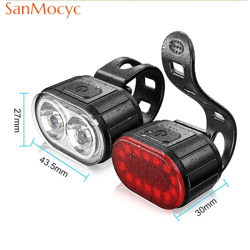 USB Rechargeable Front & Rear Bike Light Set