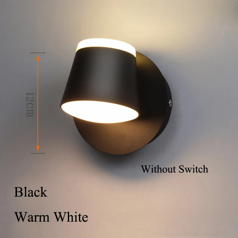 8W Rotating LED Wall Light for Home & Bedroom