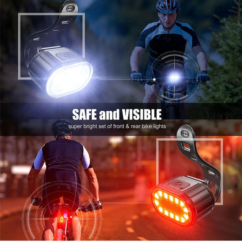 USB Rechargeable Front & Rear Bike Light Set
