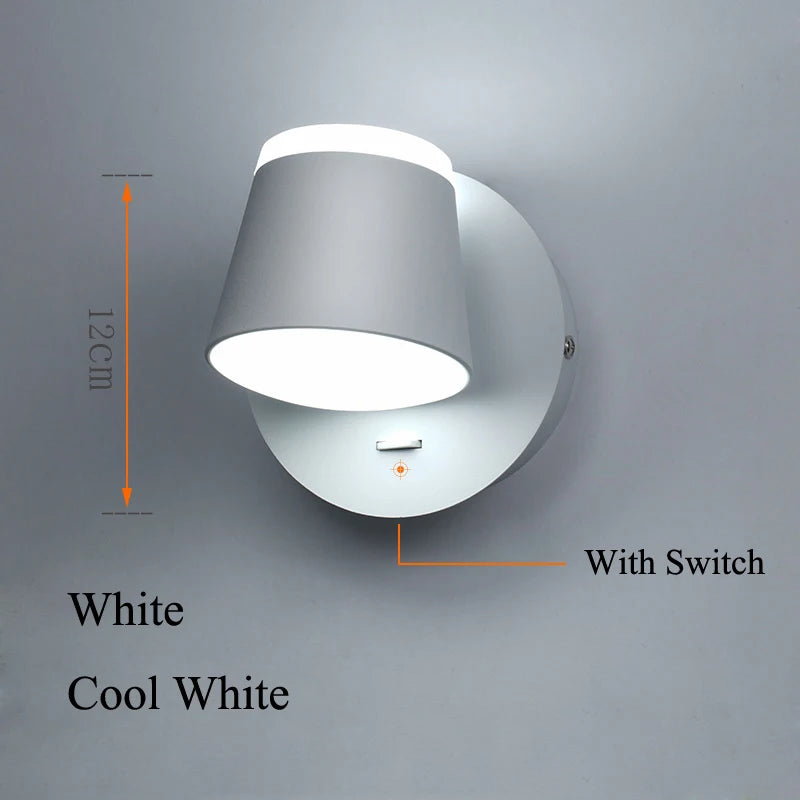 8W Rotating LED Wall Light for Home & Bedroom