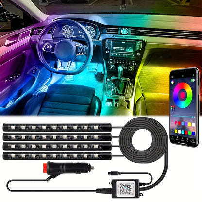 RGB Car LED Light Strips (4pcs) – Universal Interior LED Base Lights