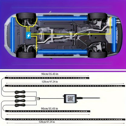 RGB Car LED Light Strips (4pcs) – Universal Interior LED Base Lights